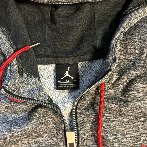 🍍 Jordan Full Zip Mens Heather Grey And Red Hoodie Medium🍍 - Picture 2 of 4